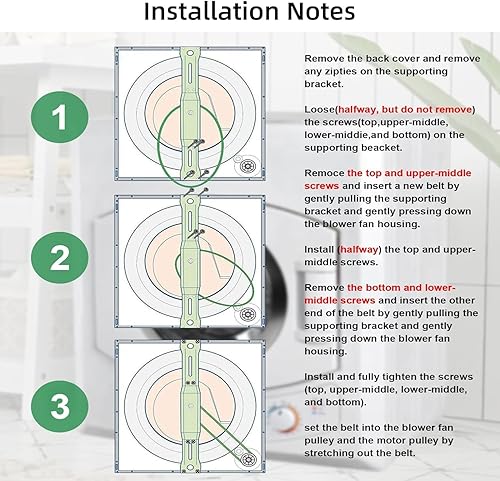 Miniatura 4 de Correa de ventilador portátil y compacta compatible con Panda PAN40SF PAN60SF PAN745SF PAN760SF PAN865W PAN875W y Sonya SYD-40E SYD-60E, sin