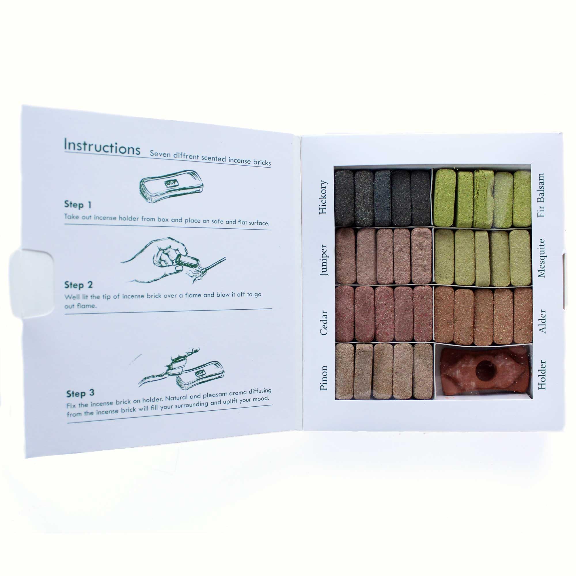 Blue Pirate Display Set Of 70 Incense Smudge Bricks And Burner - 7 Earthy Himalaya Incenso