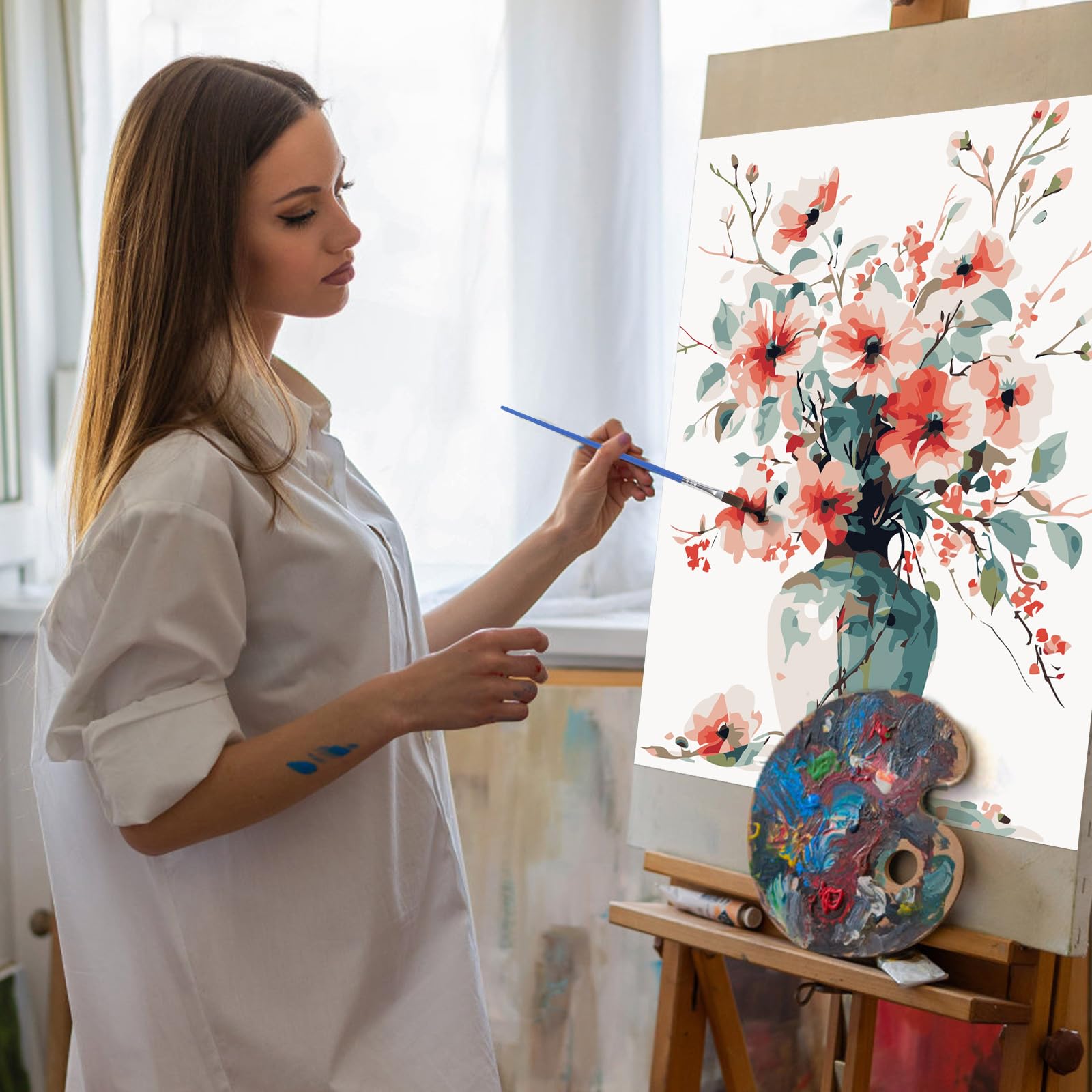 Kit Peinture Par Numéros YAOYIN – Toile 40x50cm, Acrylique, 3 Pinceaux – Pour Adultes Et Enfants