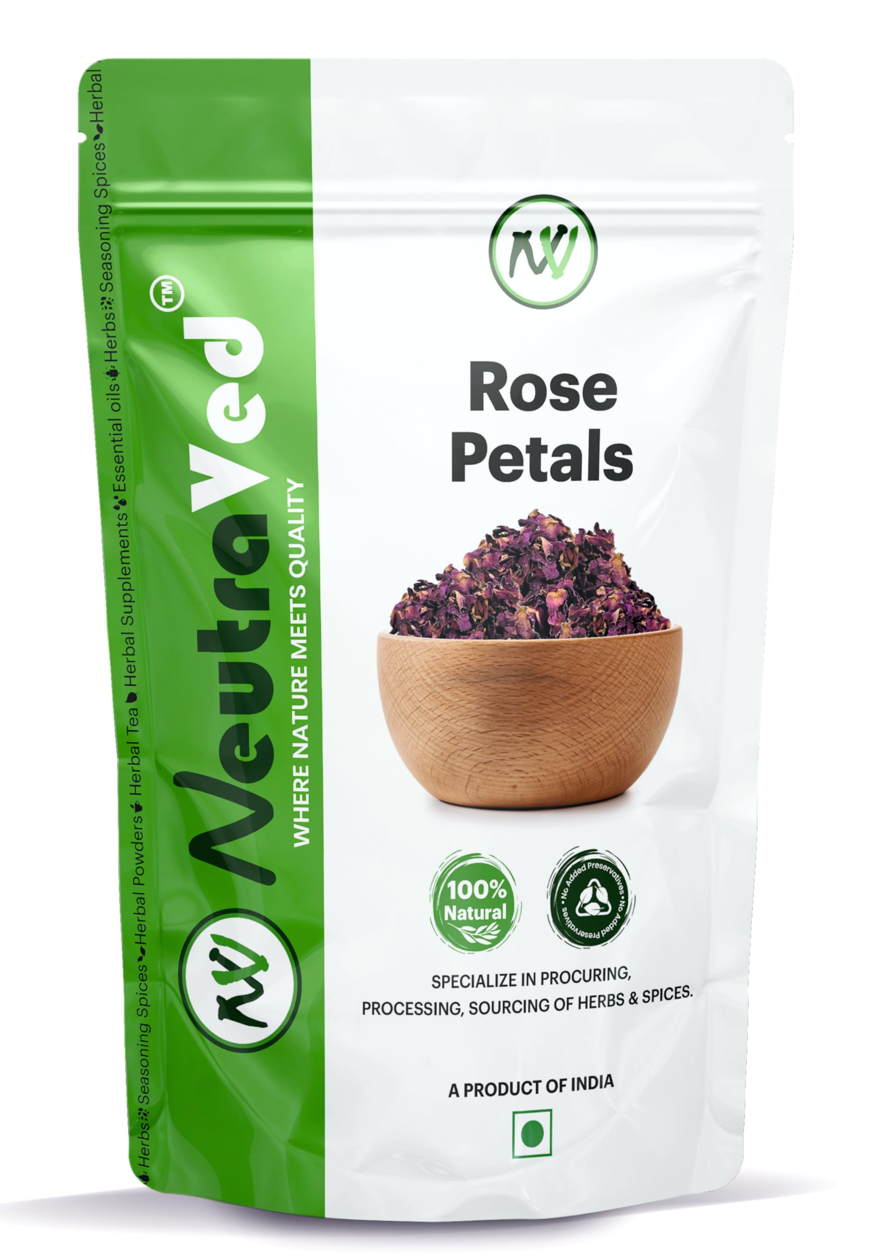NeutraVed Rose Flowers Herbal Tea | Natural Dried Petals 50 Grams | Food Grade Rose Petals- 50 Cups