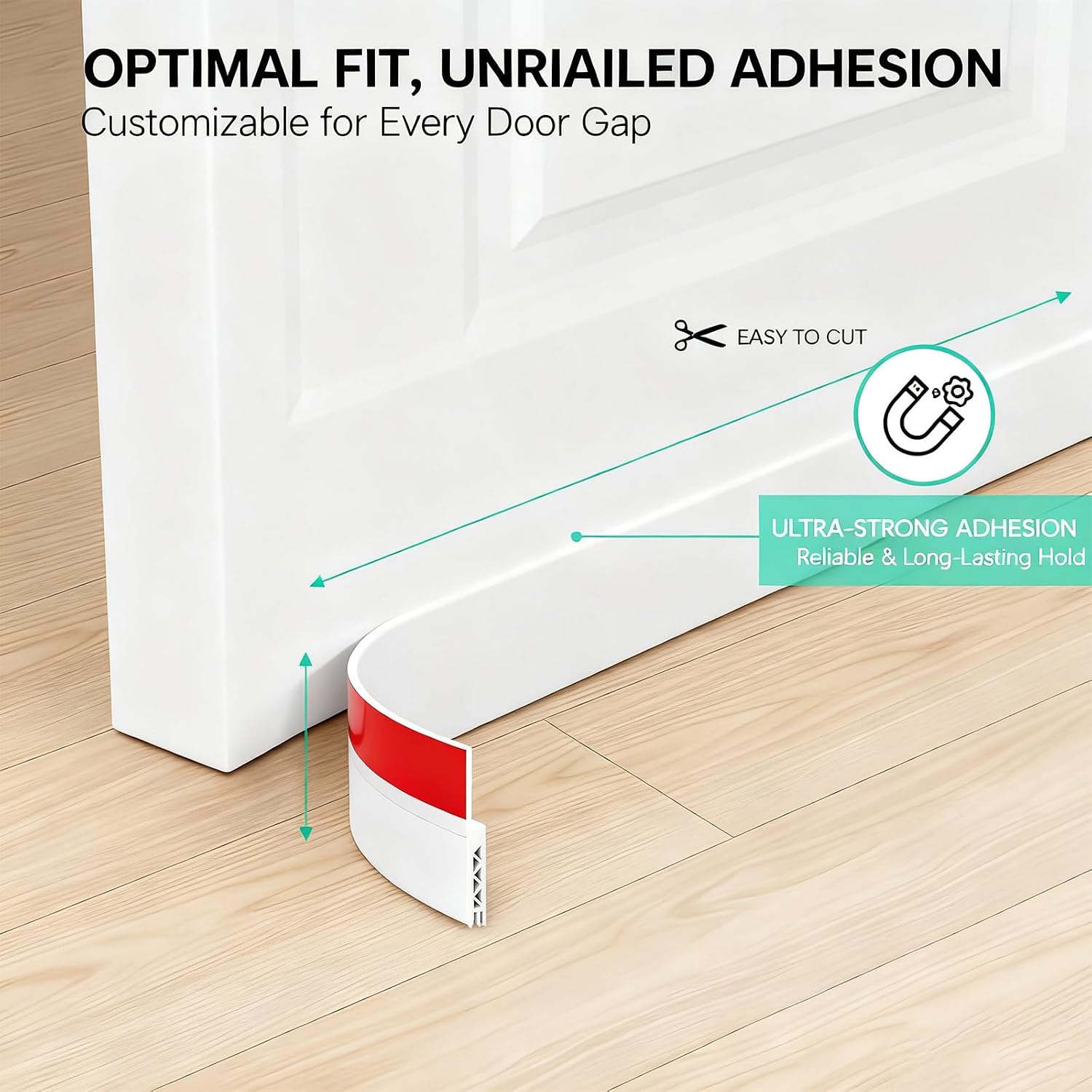 2 Pack Door Draft Stopper for Bottom of Door, 39" Silicone Weather Stripping Seal Strip, Self Adhesive Sweep Noise and Dust Blocker, Energy Saving Under Draft Blocker for Home & Garage