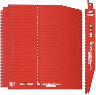 52 Pack 9 Inch 6/12 Tpi Reciprocating Saw Blades for Wood and Nail-Embedded Wood Cutting, Bi-Metal Sawzall Blades with 8% Cobalt for Longer Life and Faster Cutting Speed