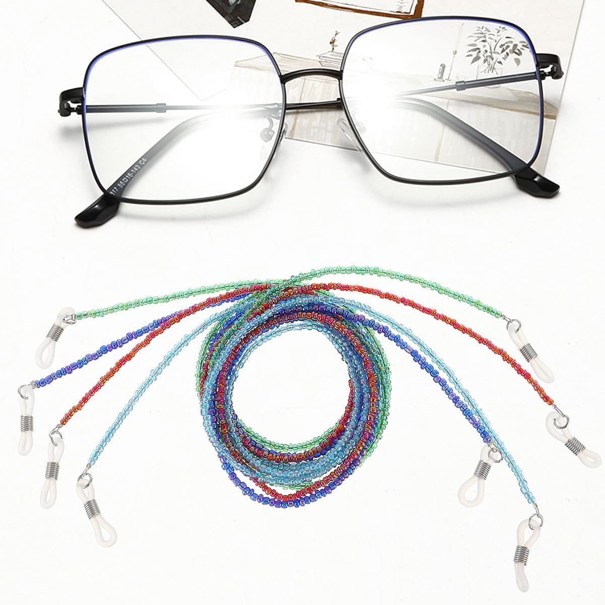 4pcs Non-slip Glasses Chain Hanging Eyewear Rope Red Dark Blue Blue Light Blue, Anti-skid Eyeglass Fixing Strap for Women and Men Daily Use