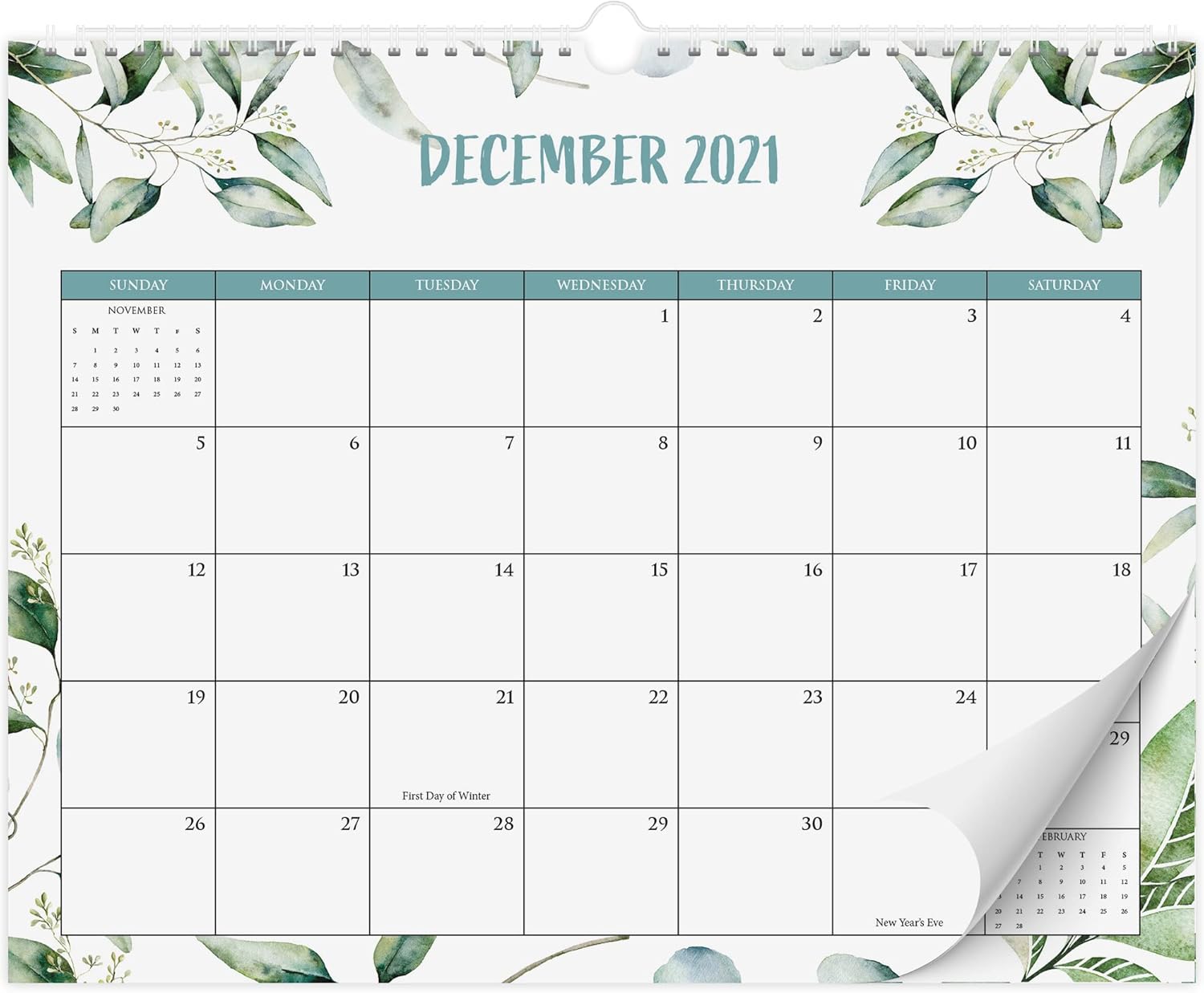 Aesthetic Greenery Wall Calendar - Runs from June 2021 Until December 2022 - The Perfect Monthly Calendar for Easy Planning : Office Products
