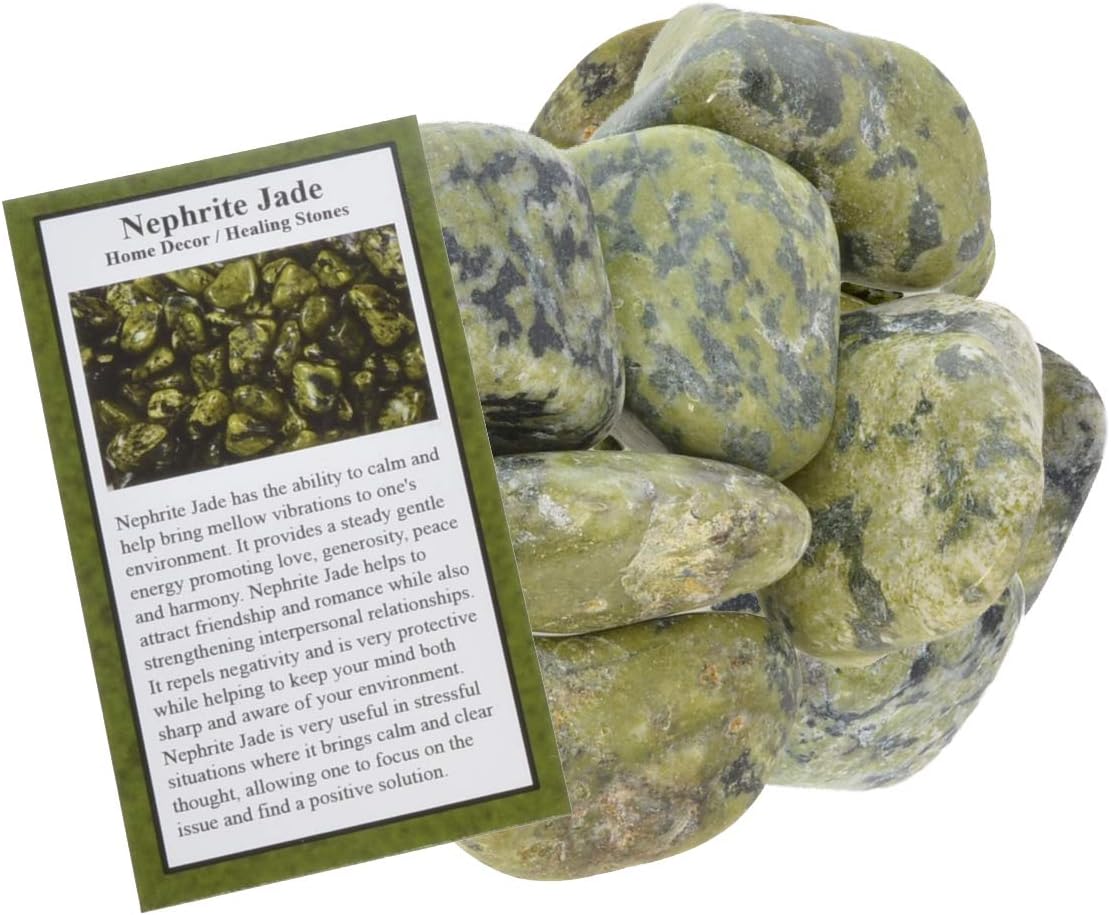 Hypnotic Gems Materials: 3 lbs Nephrite Jade Tumbled Stones - Grade 1 - XLarge - 1.5" to 2" Avg. - Bulk Natural Rocks Polished Gemstone Supplies for Wicca, Reiki, Energy Crystal Healing