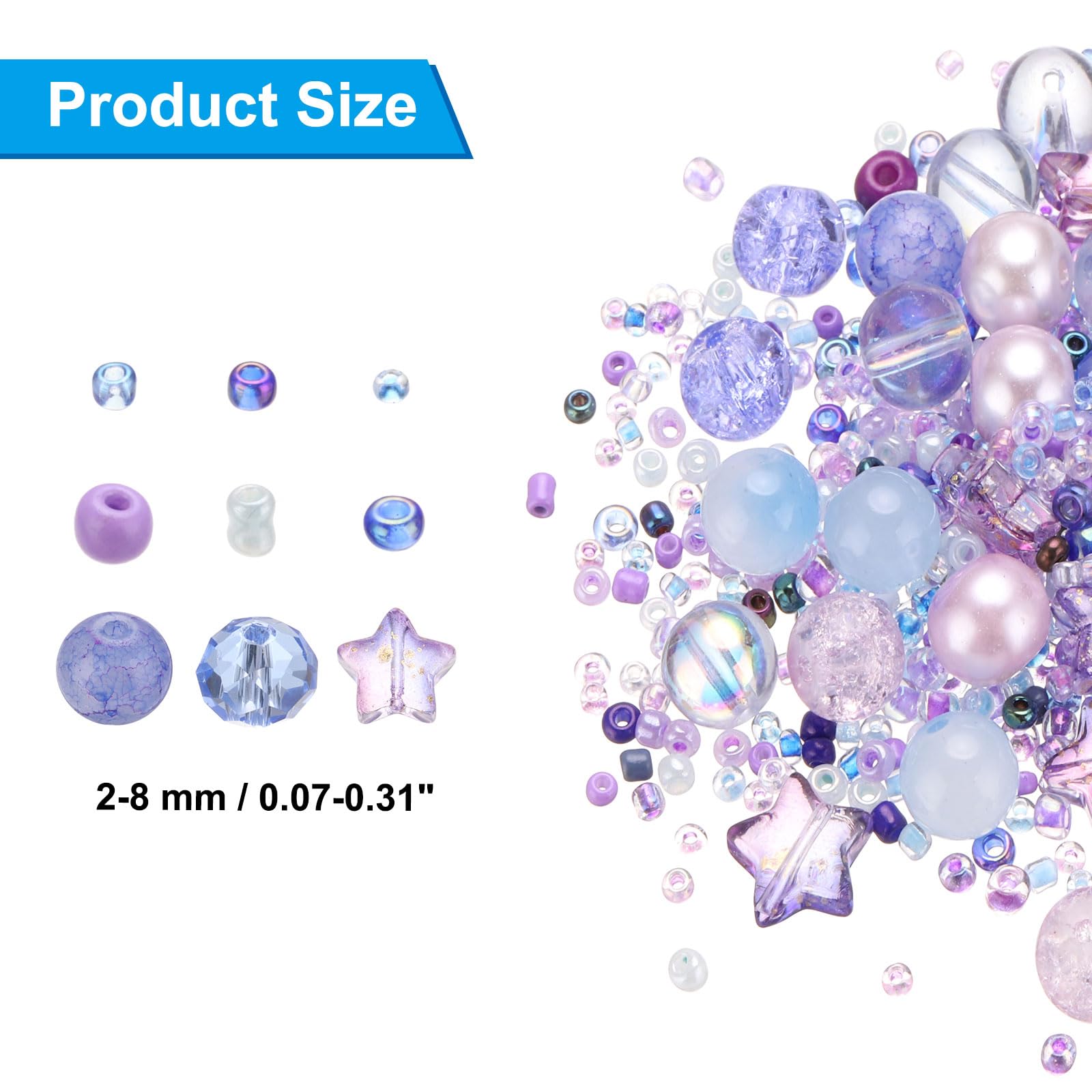 PATIKIL 2-8mm Assorted Glass Resin Beads - Image 2