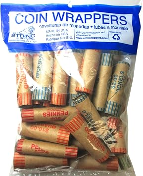 72 Rolls Preformed Assorted Coin Wrappers Tubes Nickels Quarters Dimes Pennies !