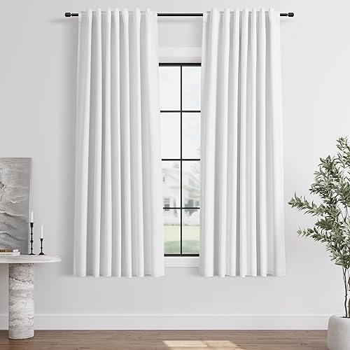 Miniatura 56 de Cortinas Blackout de 84 pulgadas de largo, juego de 2 paneles de lino natural para dormitorio, oscurecimiento de habitación, cortinas con