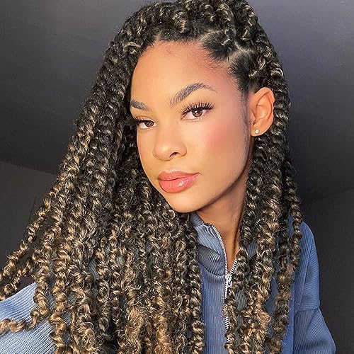 Miniatura 39 de 8 paquetes de extensiones de cabello sintético pretrenzado y prerrizado de ganchillo de 14 pulgadas, con rizos de pasión, para mujeres negras