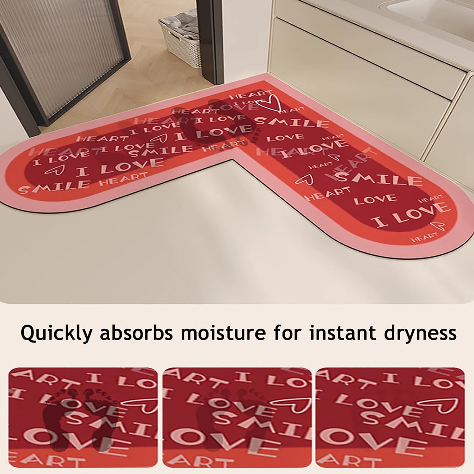 Generico Tappeto da Bagno a Forma L,Assorbente Acqua,Antiscivolo E Facile da Pulire,G,120x120cm(47x47inch) | Morbido Impermeabile, Spessore 3,5 mm (0,137 in)
