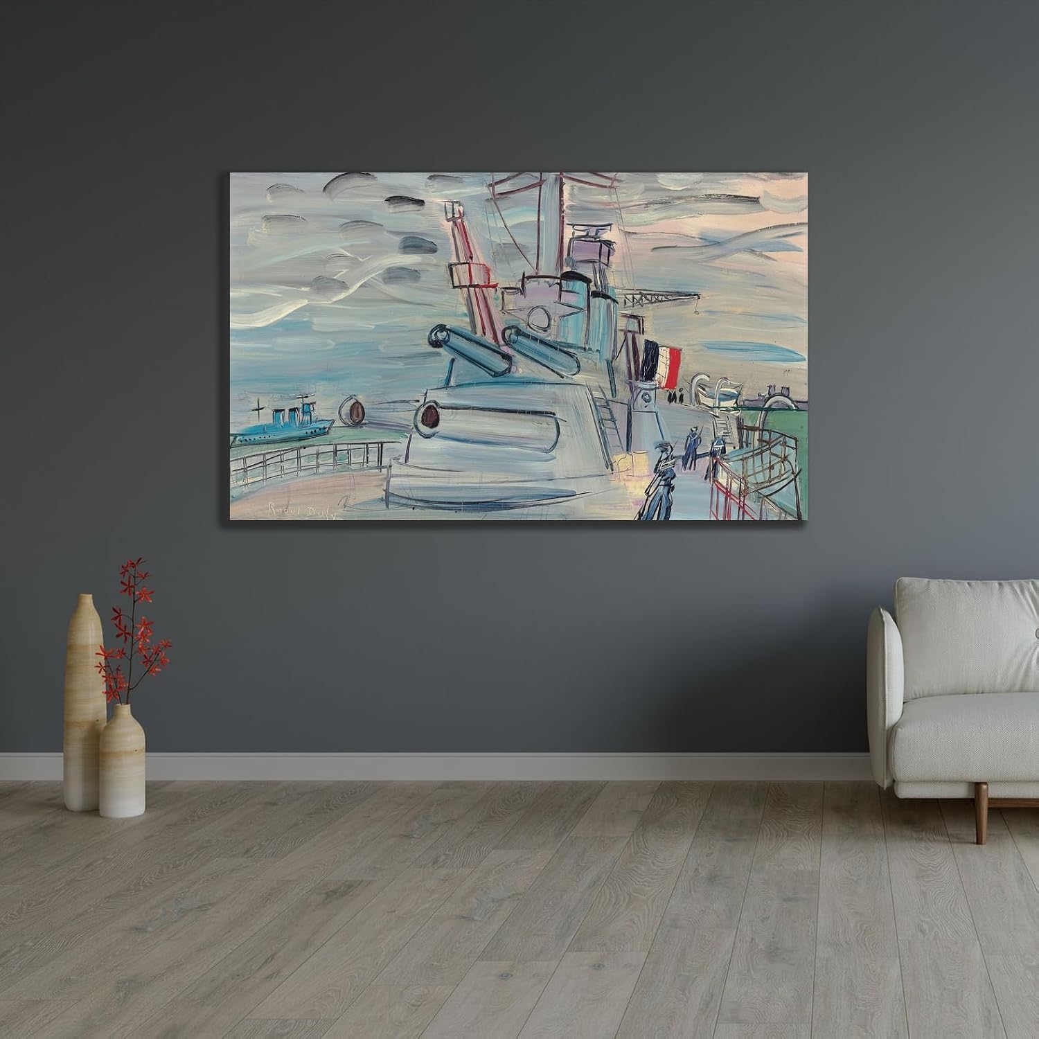 ArtDirect On board the fleet (1939) Unframed Art Print Giclee Poster by Raoul Dufy - Ready for Framing with Customization Sizes 10x6, 14x8, 20x12, 36x22, 48x29 and 60x36 inches