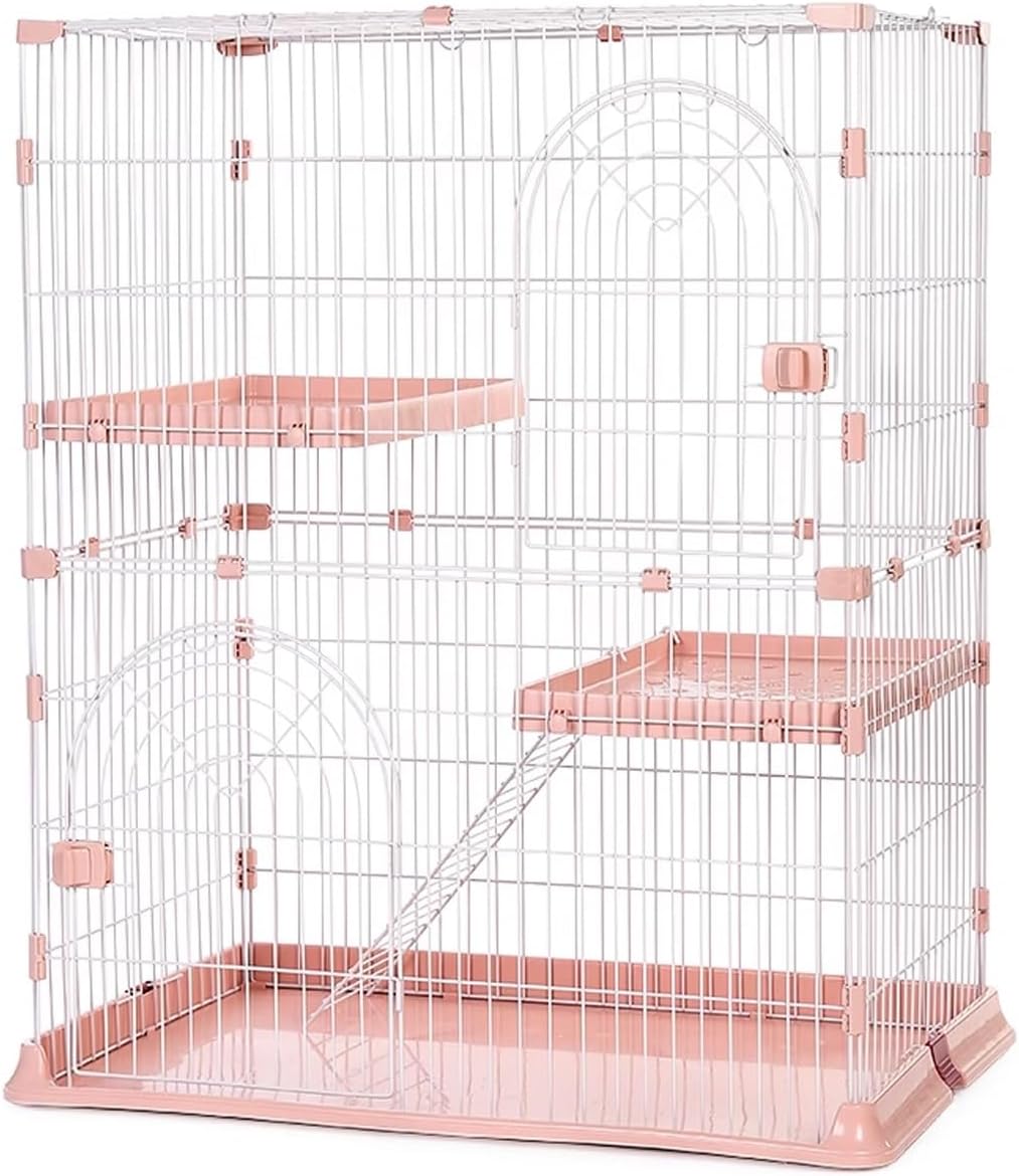 Bunny Cage Indoor Large Spacious Interior 2-Tier Rabbit Cage Indoor for 2 Rabbits, s Indoor Metal with Platform and Ramp Easy to Clean and Assemble(Red)
