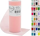 Expo International Decorative Matte Tulle, Lightweight Polyester Tulle Fabric for Tutus, Costumes, and Party Decorations, Washable, Easy-to-Use, 6 Inch x 25 Yards, Blush Pink, Pack of 1