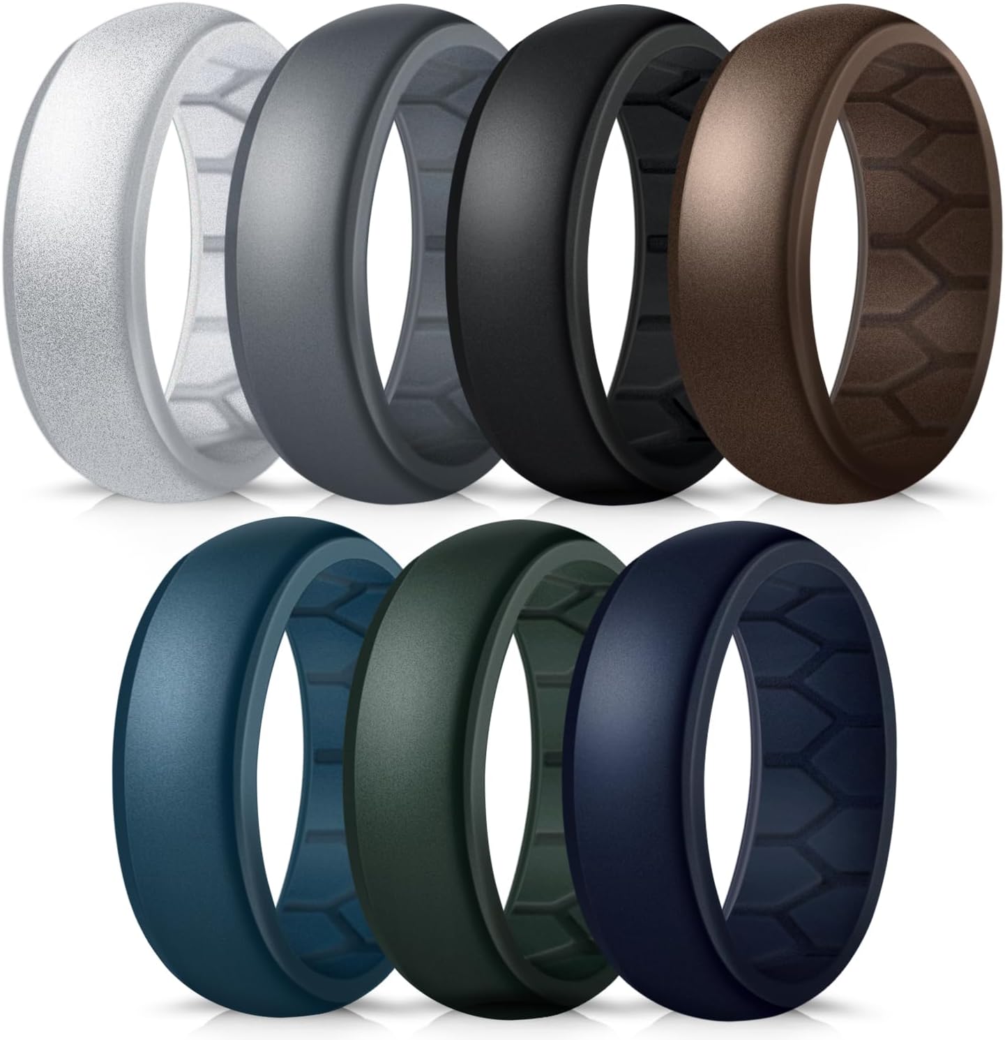 FORTHEE Silicone Wedding Ring for Men, Breathable Airflow Inner Curve, Mens' Rubber Wedding Engagement Bands for Crossfit Workout