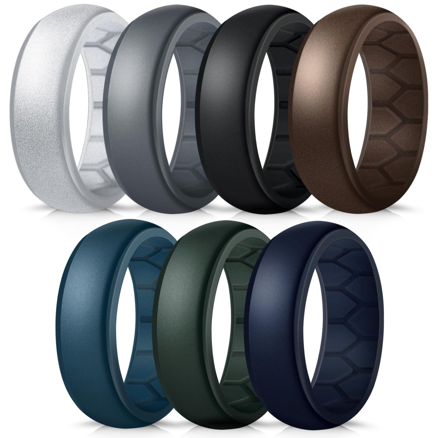 Forthee Silicone Wedding Ring for Men, Breathable Airflow Inner Curve, Mens' Rubber Wedding Engagement Bands for Crossfit Workout