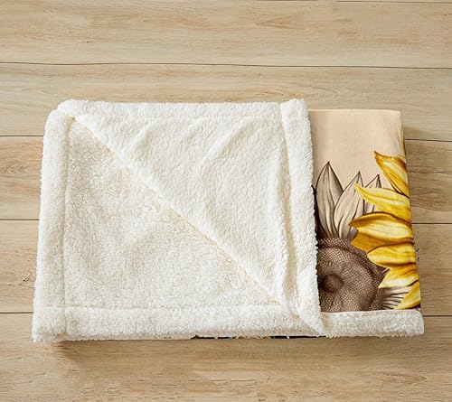 Miniatura 3 de Manfei Manta de girasol con diseño de gnomo de primavera de flores amarillas para decoración de habitación de niños y niñas, manta floral de camión