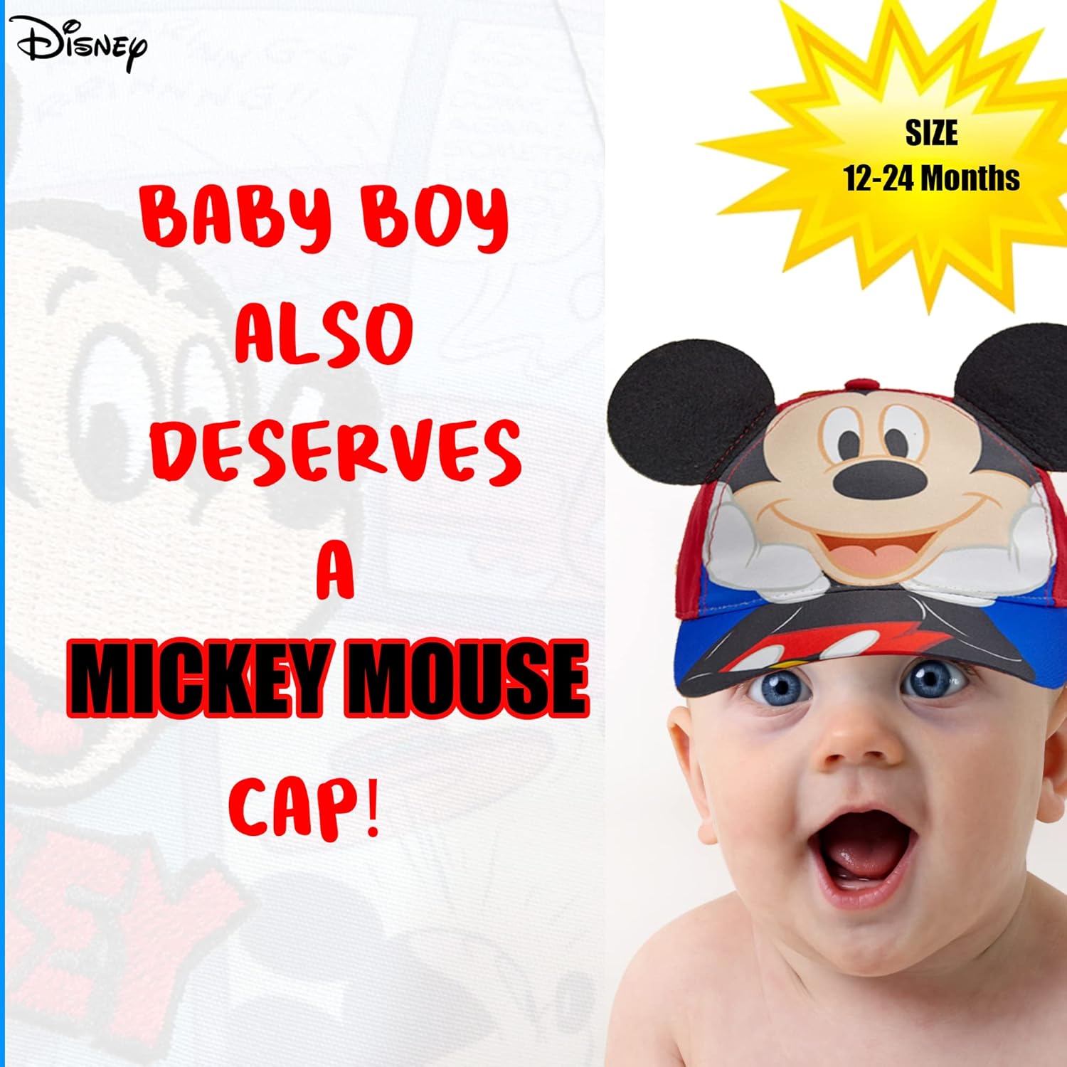Disney Toddler Boys Mickey Mouse Cotton Baseball Cap Hat - Blue and Red - Image 5