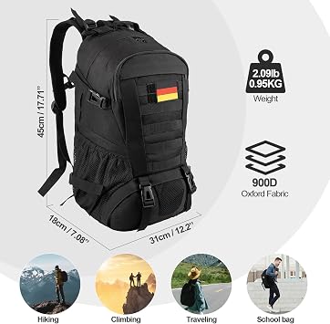 Jueachy Men's 30L Military Backpack Molle System Hiking Backpack
