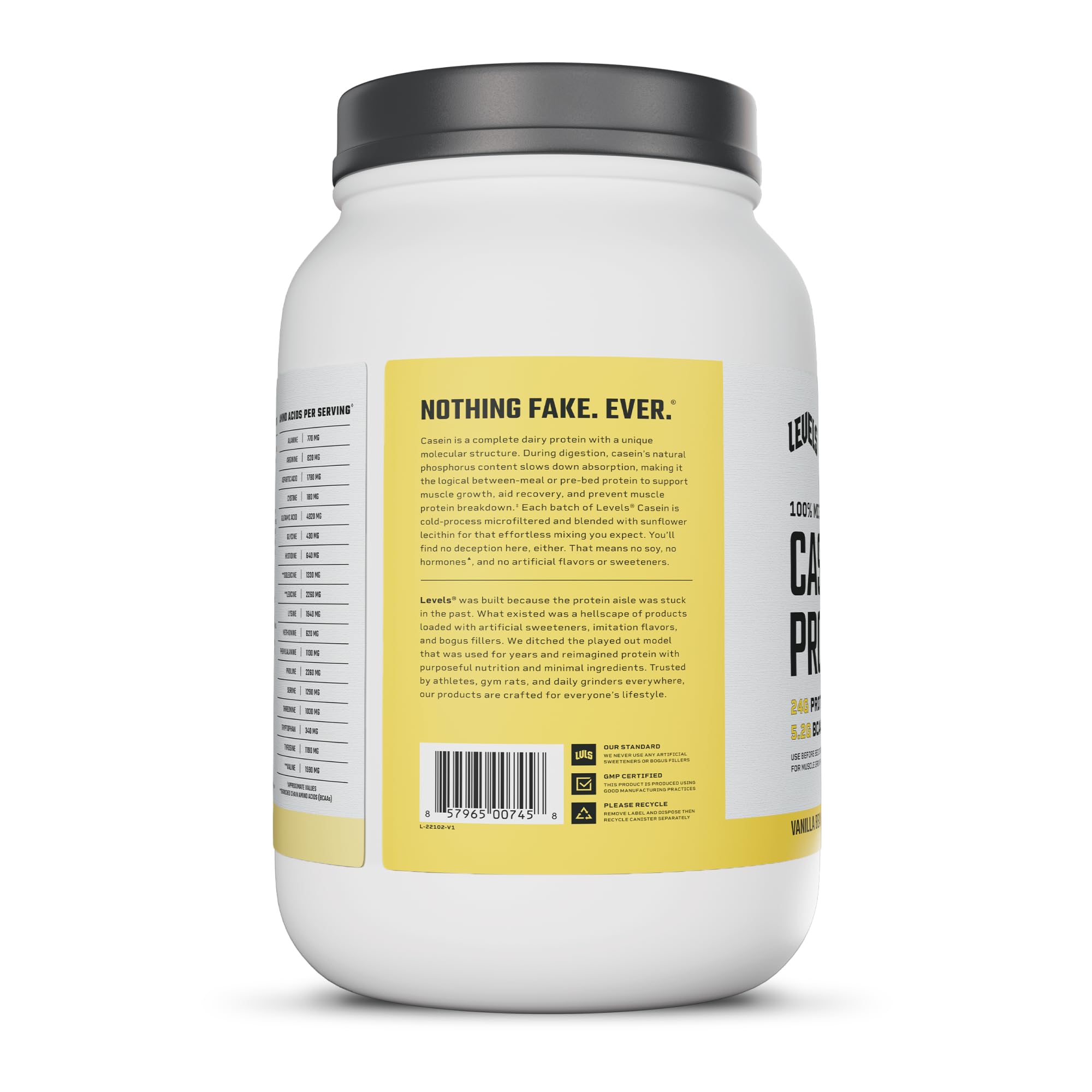 Levels 100% Micellar Casein Protein, Hormone Free, Vanilla Bean, 2LB — Amazon image 9