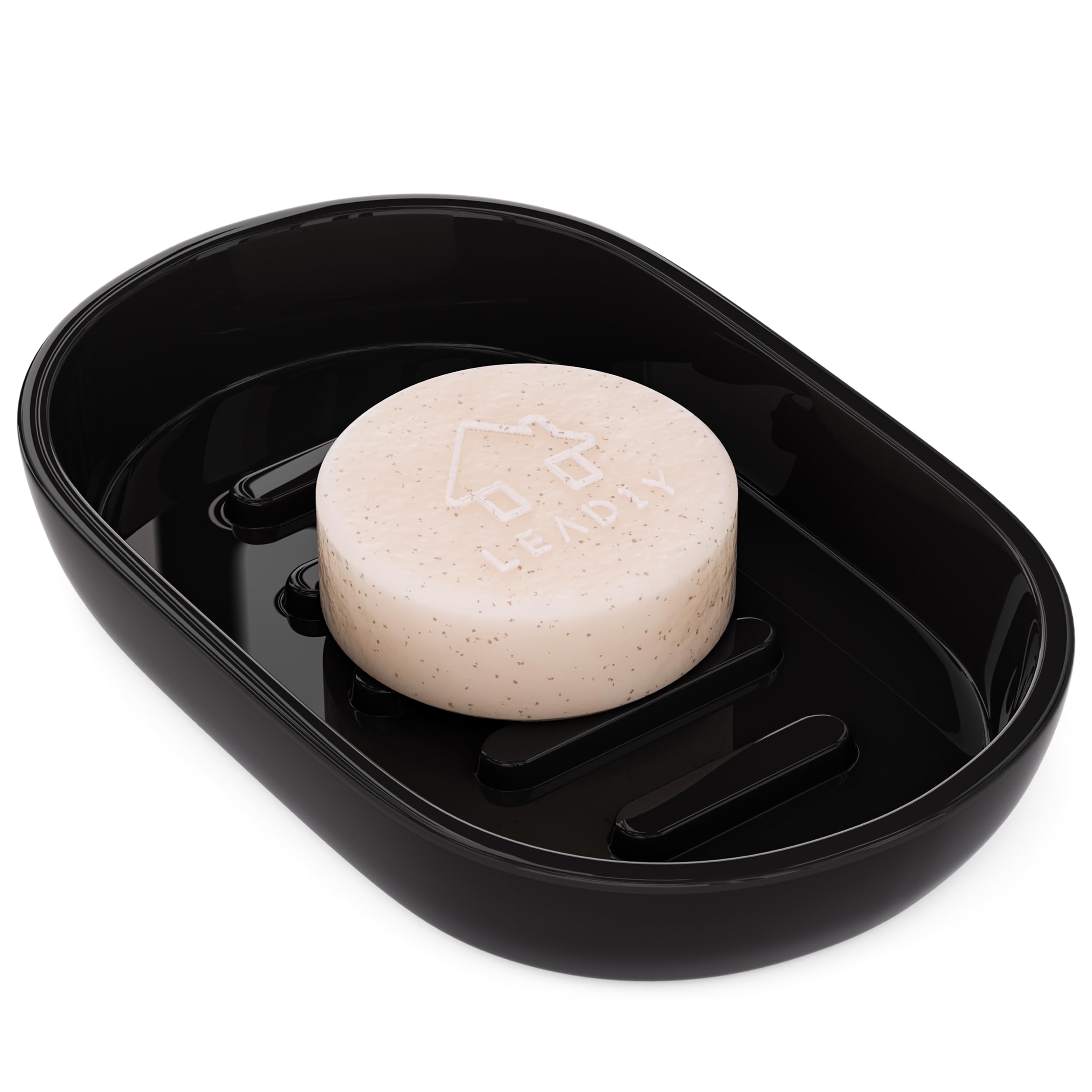 Bathroom Soap Dishes, Not Plastic！White Soap Dishes for Bar Soap, Bamboo Soap Dishes Holder for Bathroom Shower, Bathroom Sink Soap Dish (Black)