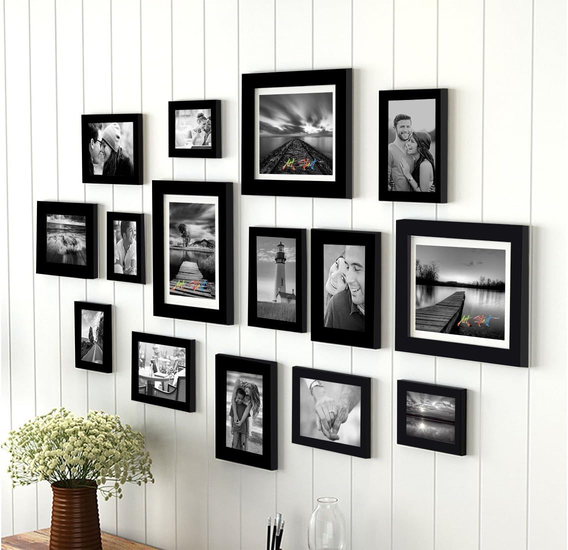 Art Street Set of 15 Picture Frame - Extravagant Family Collage Wall Decor Photo Frame Set for Living Room, Bedroom, Office (Multiple Size, Black)