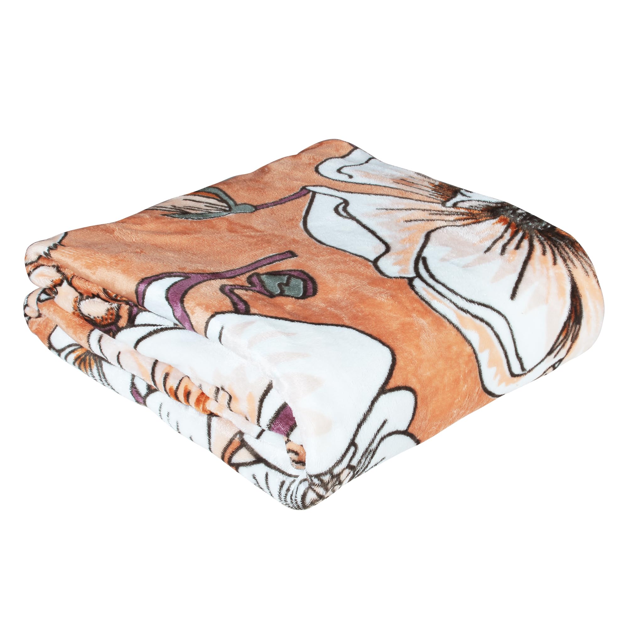 Story@Home Polyester Premium Plush Summer Single Bed Dohar/Ac Blanket | 300 GSM Reversible Lightweight Cozy Soft for Bed, Sofa, Couch, Travel & Camping | 160X220 Cm - White & Brown, Floral-image-27