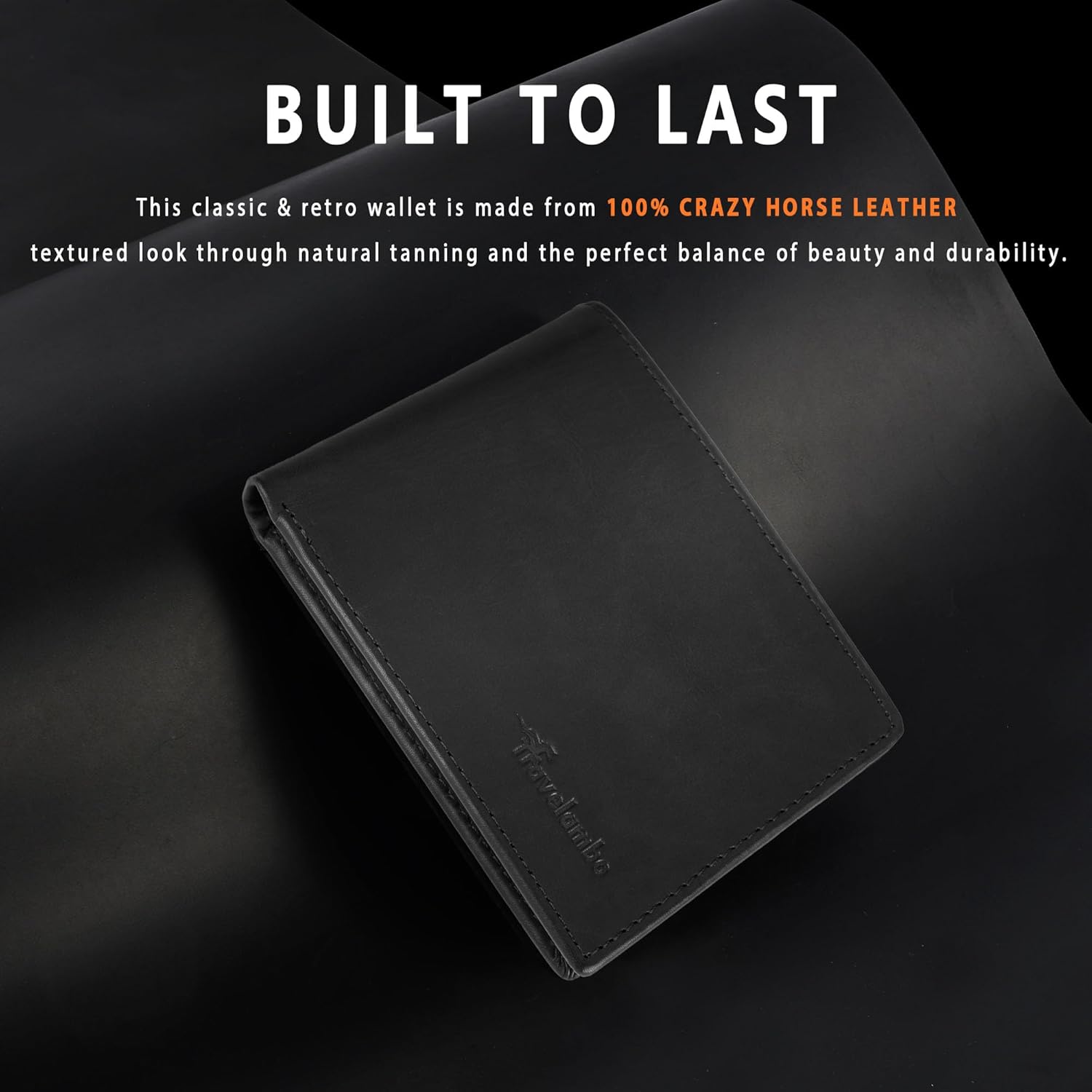 Travelambo Genuine Leather Wallet for Men with Gift Box - Handmade Bifold Stylish - Mens Wallets Rfid Blocking with 2 ID Windows - Image 3