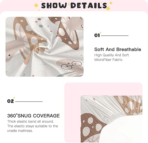 Miniatura 5 de Kigai Fitted Crib Sheet for Boys & Girls Mushrooms Soft Breathable Unisex Baby Sheets for Standard Crib and Toddler Mattresses 39 x 27 in