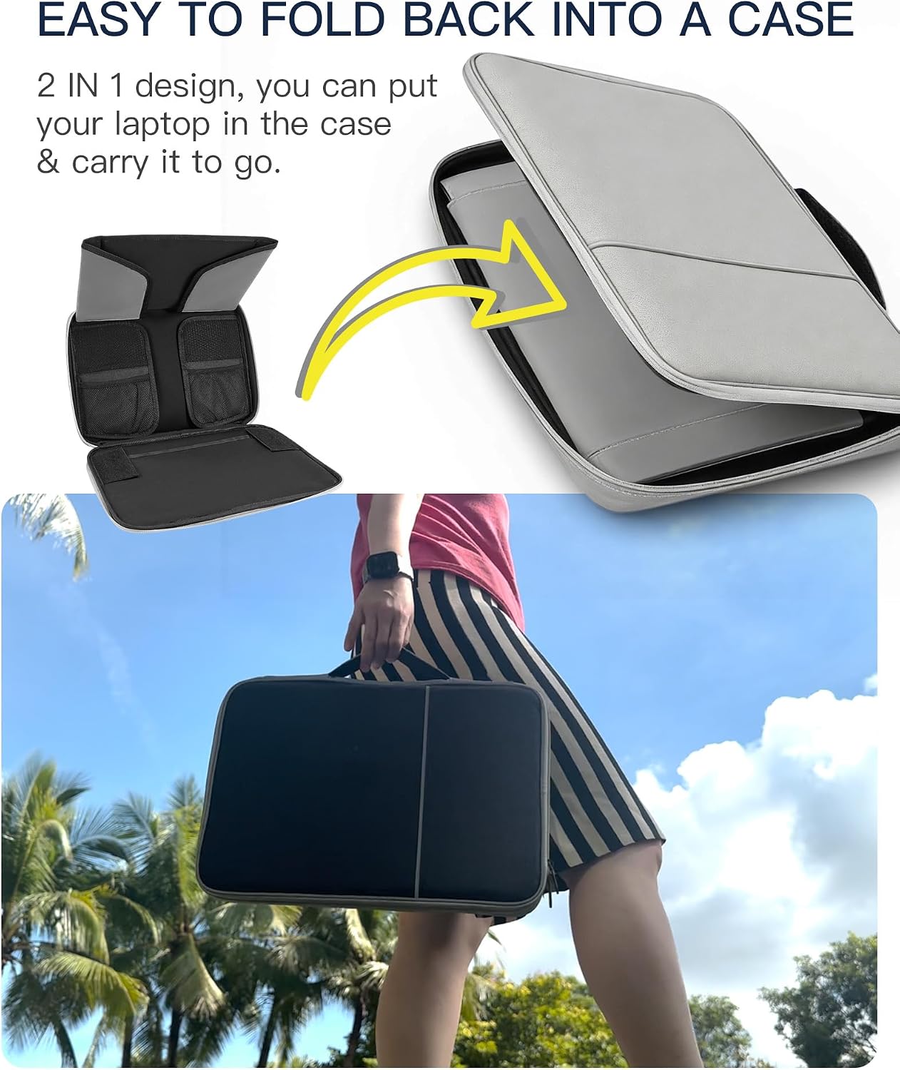Laptop Sun Shade, Fits 13-16 inch Laptop, UV-Heat Reflective & Water-Resistant Material, Easy to Carry Computer Case for Working Outside,Travel, Beach (Light Grey) image 3