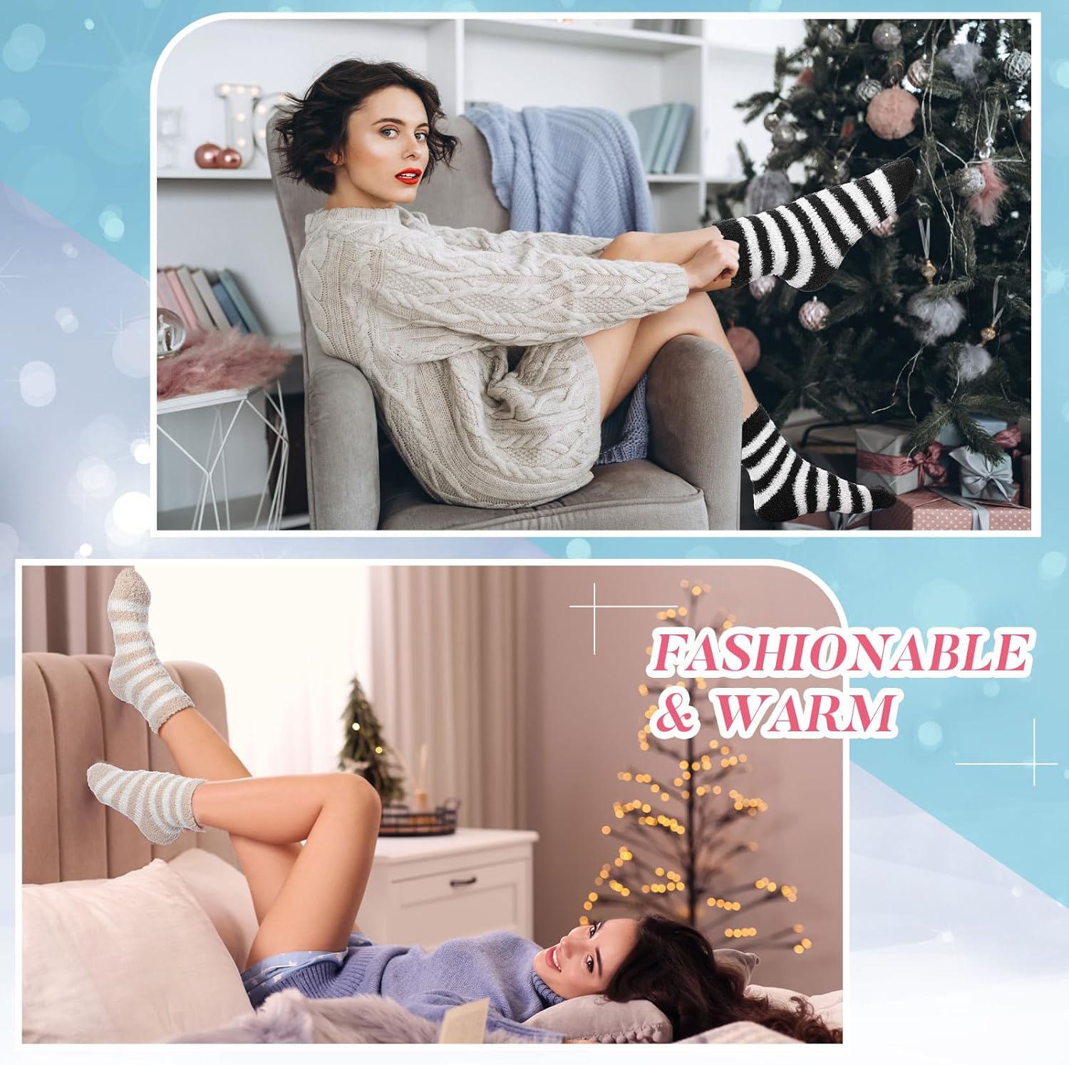 Handepo 24 Pairs Women Fuzzy Socks Bulk Winter Fluffy Sleeping Slipper Socks for Home Outdoor Gift Ladies Valentine's Day - Image 6