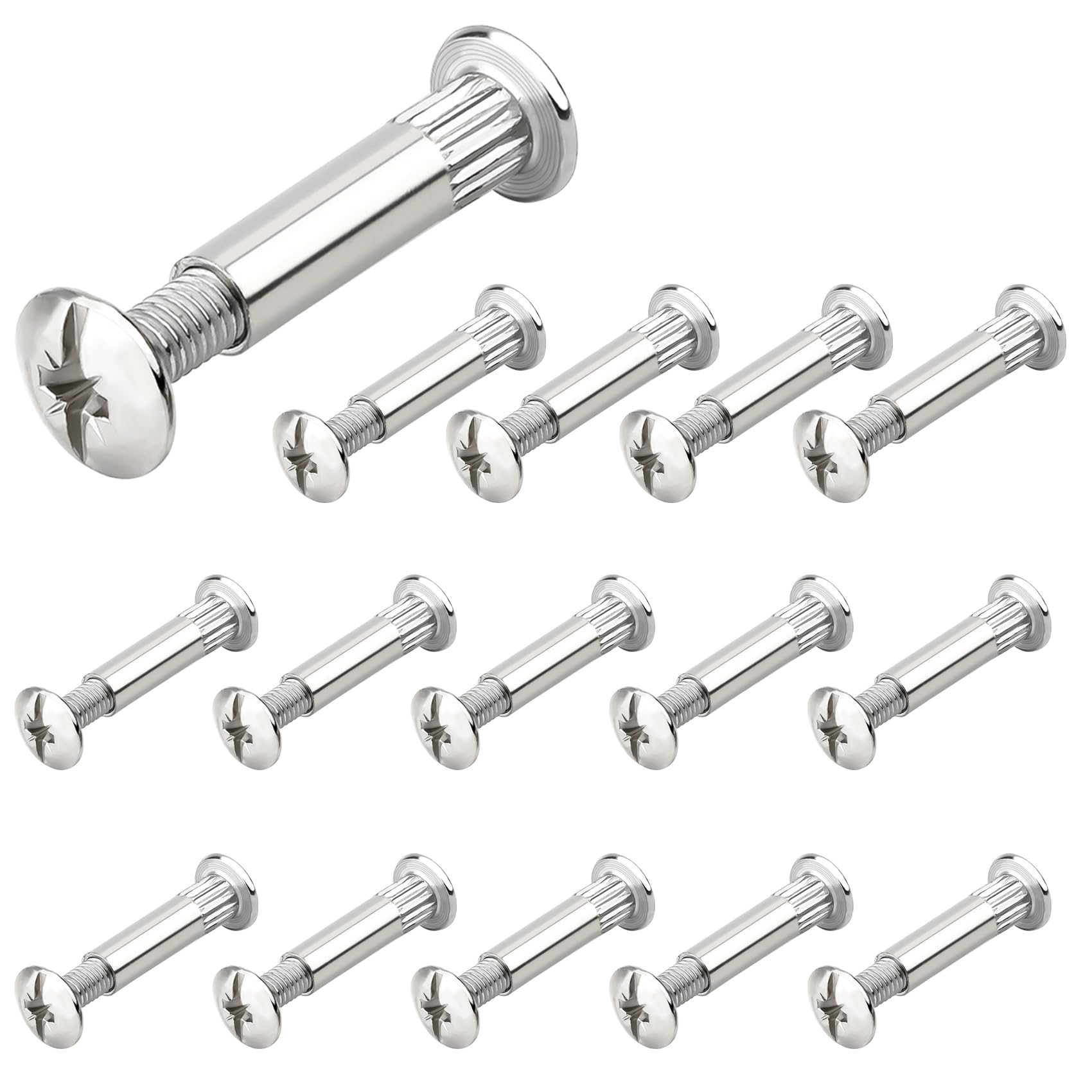 ANBOO 30 Piece Connection Screws - Furniture Connectors Cabinet Connector Set (15 x Screws + 15 x Sleeves) for 32-36 mm Wooden Panels