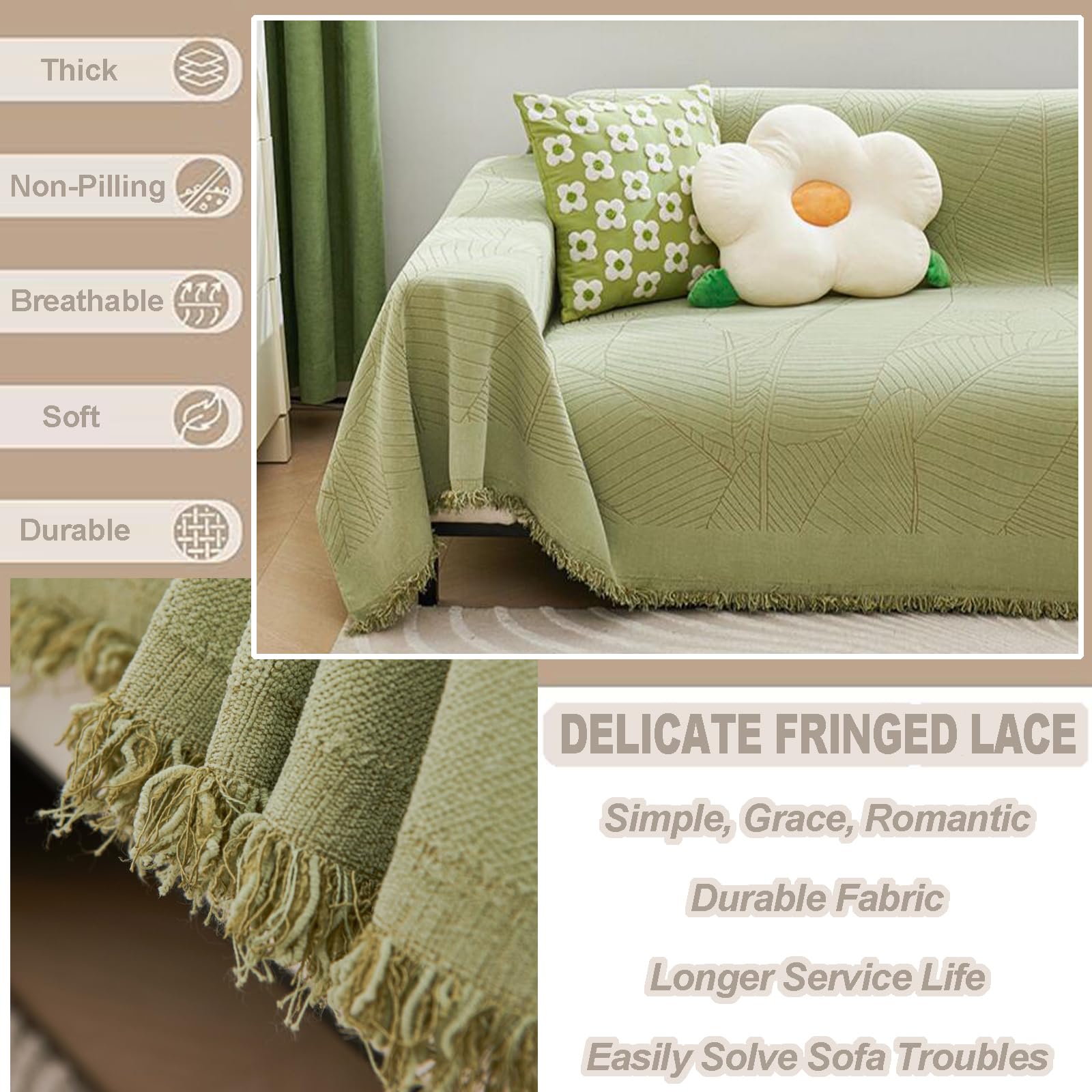 JIcloun Bianco Telo Copridivano Grande, Coperta Divano Angolare 2 3 4 5 Posti Multiuso Morbida Telo Copritutto Antimacchia, Ideale come Telo Arredo, Salvadivano, Copriletto o Foulard 180 x 230 cm