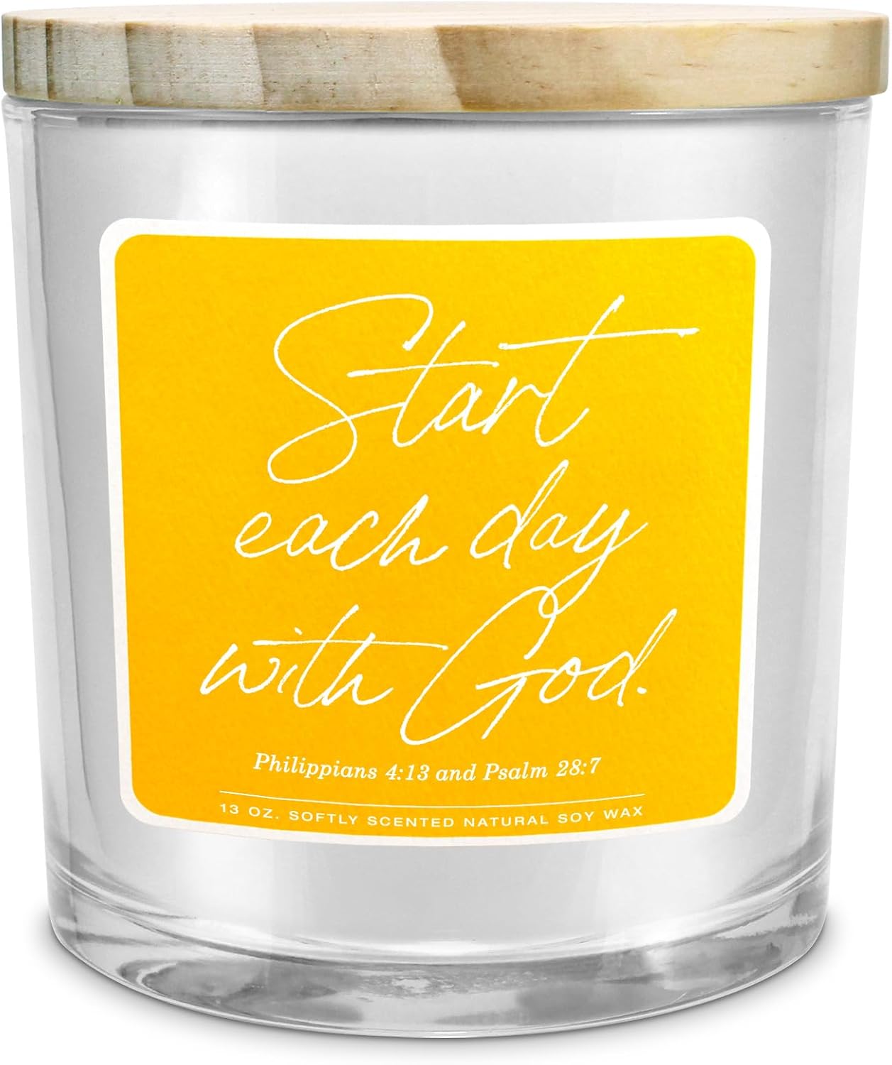 Lighthouse Christian Products Inspirational Softly Scented Jar Candle, 13 Ounce Natural Soy Wax, Start Each Day with God