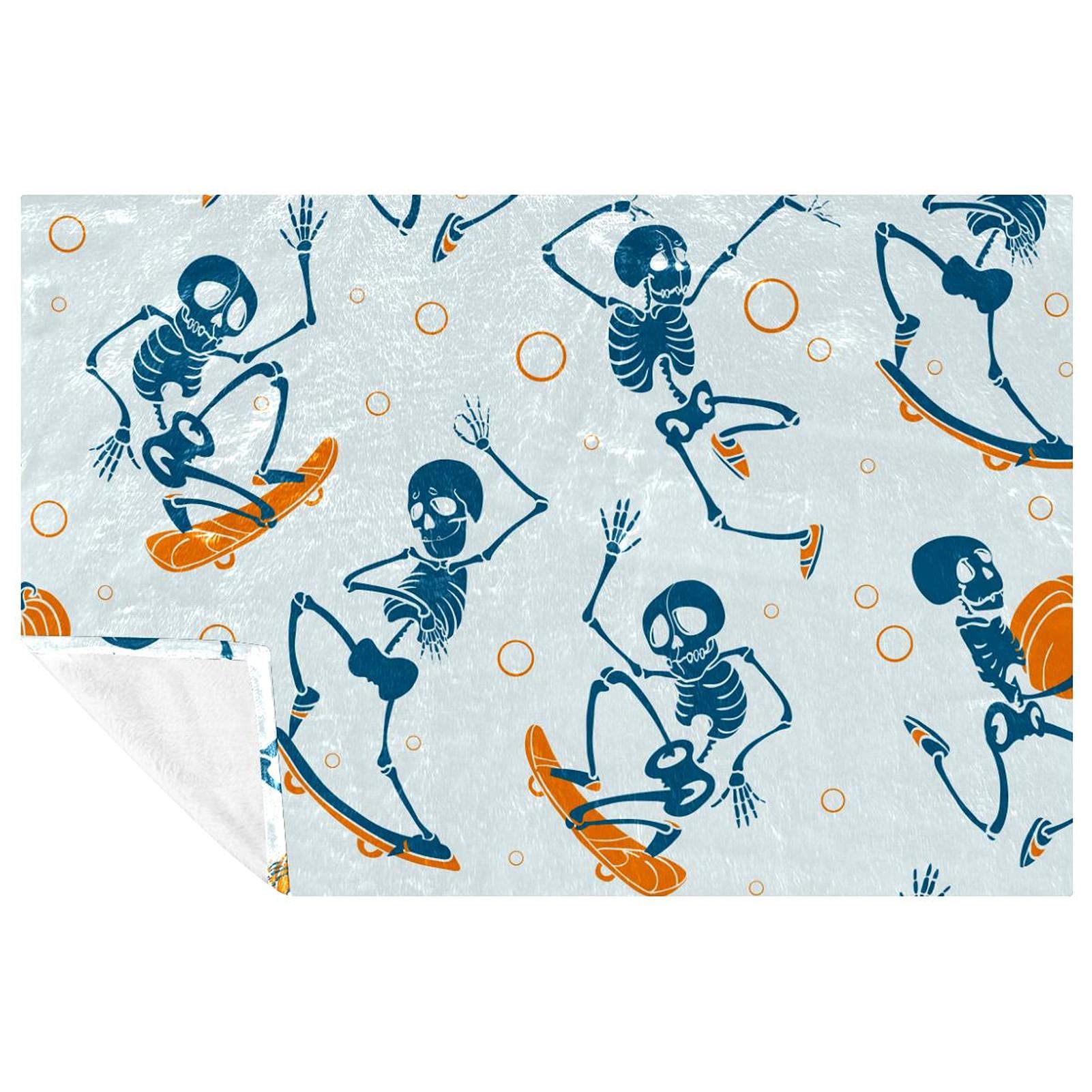 Plaid squelette humain cadeau original pour lit et soir&eacute;e canap&eacute;