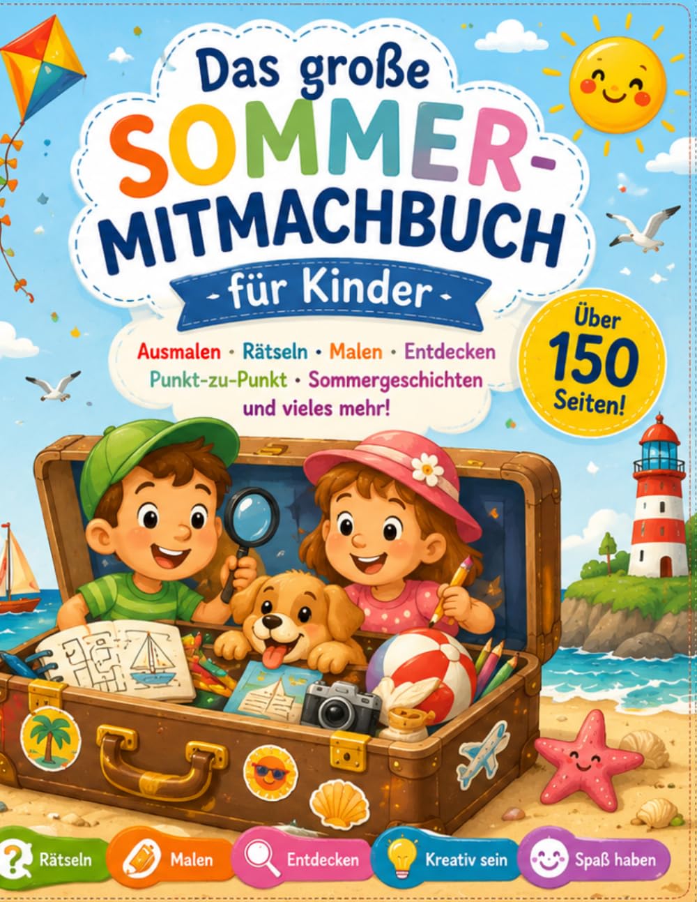 Das große Sommer-Mitmachbuch für Kinder: Ausmalen, Rätsel, Punkt-zu-Punkt, Schreiben lernen und Sommergeschichten: Sommer-Rätsel, Ausmalbilder, Punkt-zu-Punkt und Geschichten