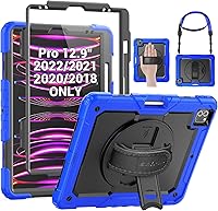 Vista 11 de SEYMAC Funda para iPad Pro 12.9 2022/2021/2020/2018, resistente protección a prueba de golpes con protector de pantalla, soporte giratorio de 360°