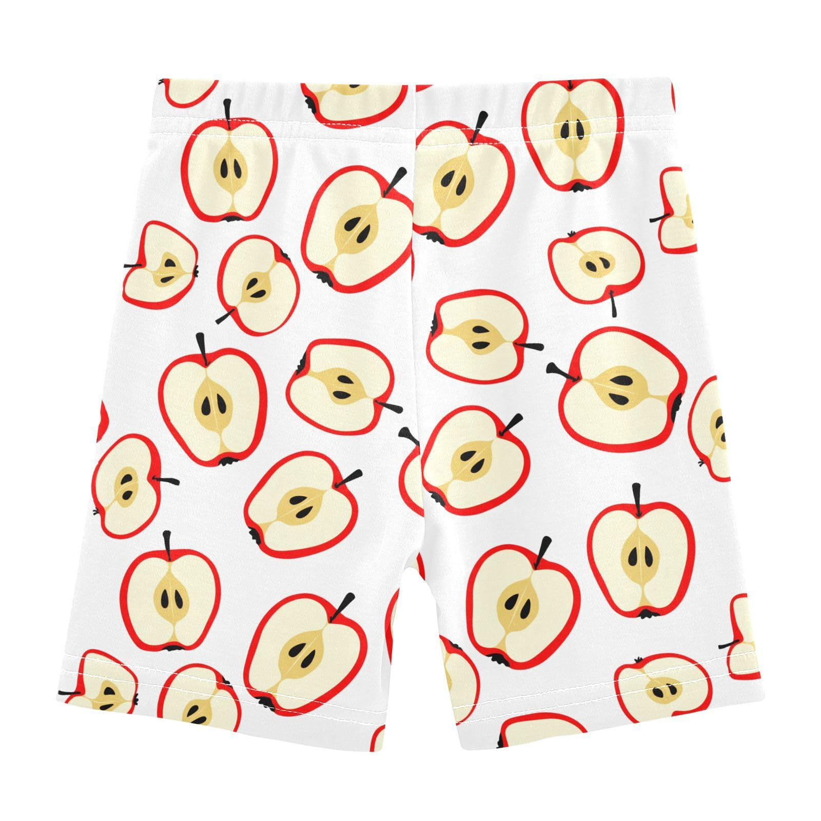 Fruit White Girls Bike Shorts Toddler Soft Cotton Cartwheel Under Dress Dance Shorts