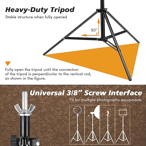 Miniatura 4 de Soporte de telón de fondo, estudio de video fotográfico de 8.5 x 10 pies, soporte ajustable portátil resistente para sesión de fotos, fiestas,
