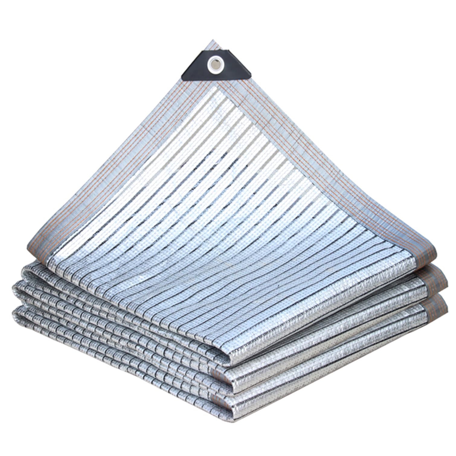 75% tkanina e- folia aluminiowa Sune Silver ochrona przed promieniowaniem UV na zewnątrz patio szklarni oddychająca izolacja cieplna z przelotkami (500 cm x 650 cm)