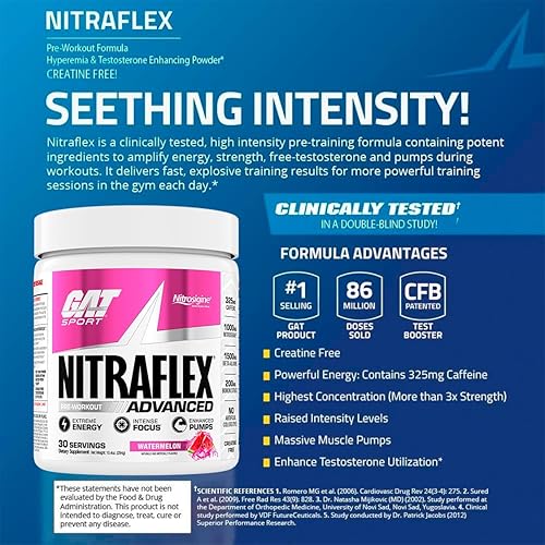 Miniatura 3 de GAT Nitraflex Suplemento nutricional, 10 oz, sin DMAA, GAS10685981387, 1, 1
