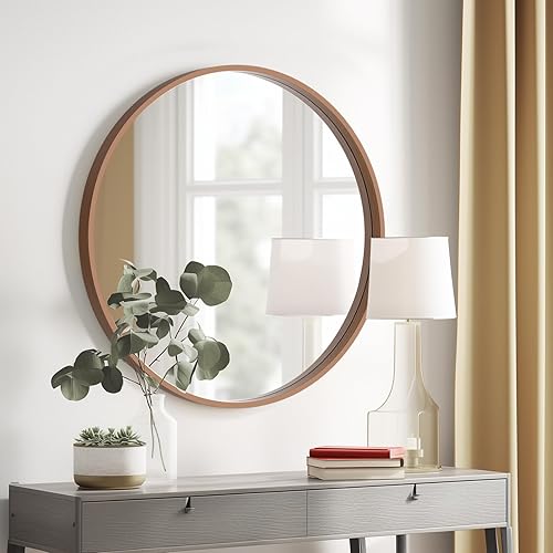 Miniatura 37 de HOMECOOKIN Espejo de pared redondo de 32 pulgadas, espejo circular dorado para baño con marco de metal, espejo dorado redondo para decoración