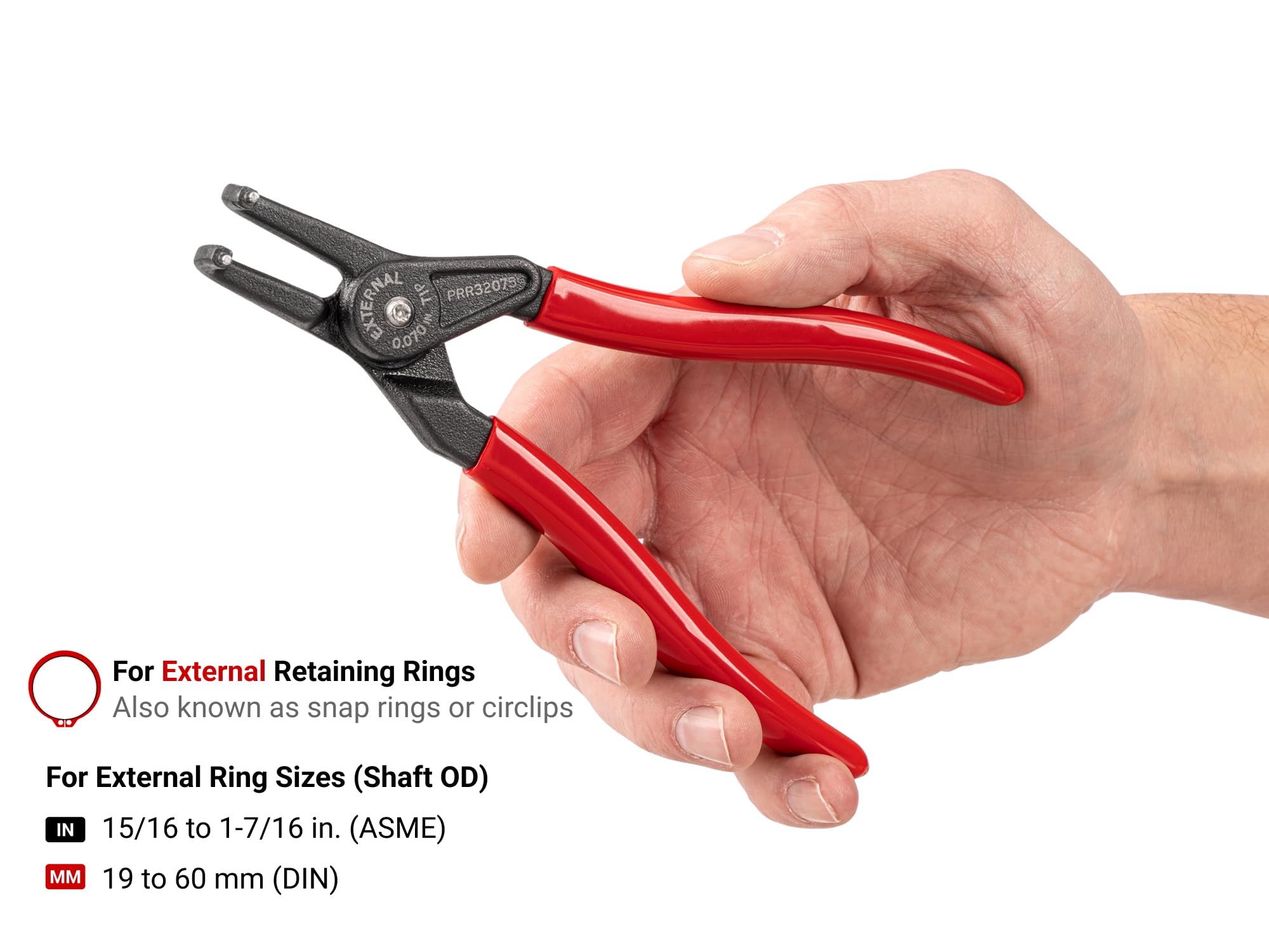 TEKTON Alicates de anillo de retención externo de 90 grados de 7 pulgadas (punta de 0.08 pulgadas) | PRR32075