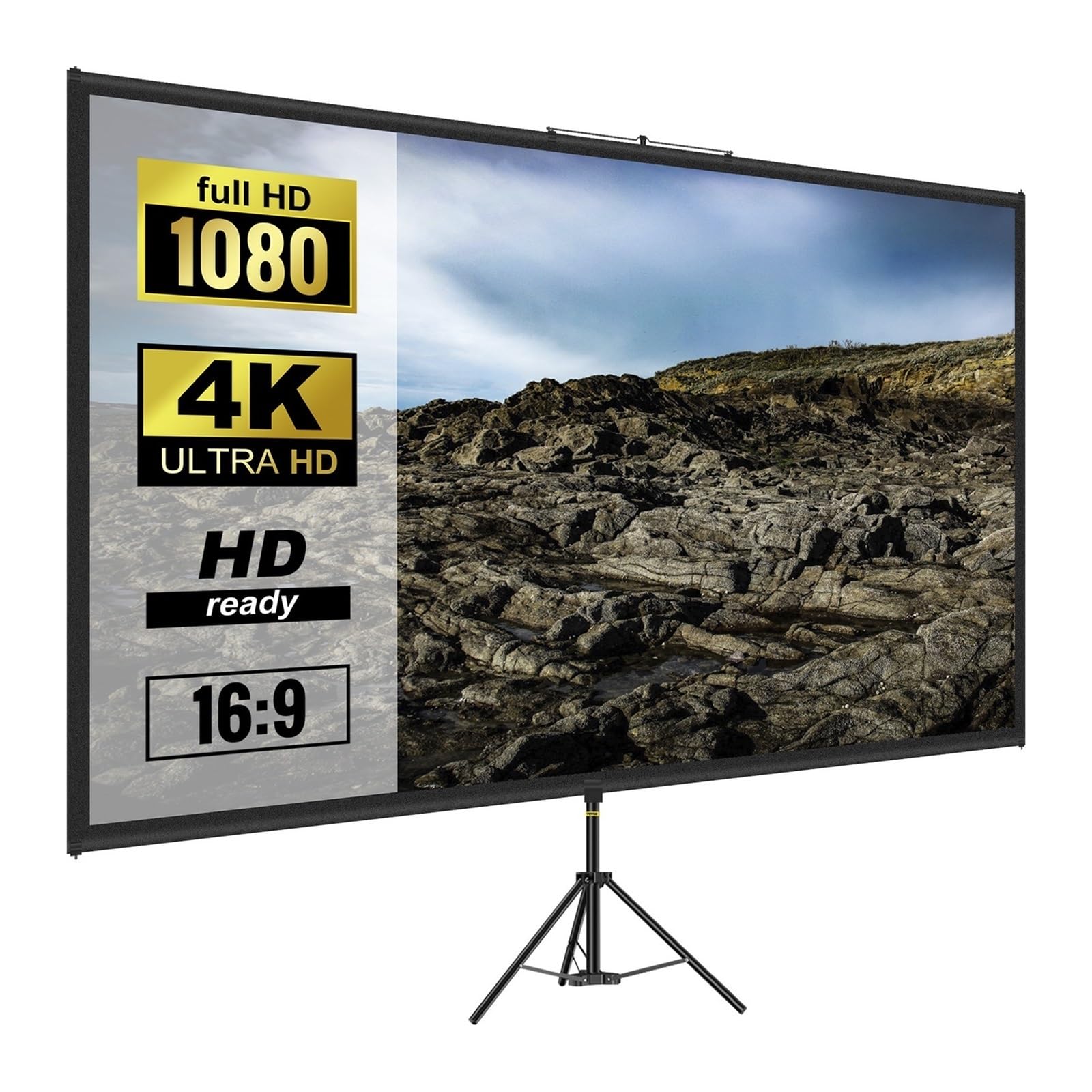 Ekran projektora, 100-calowy ekran projekcyjny na statywie ze stojakiem 16:9 4K HD przenośne kino domowe do projekcji wewnątrz i zewnątrz dla Kina Domowego
