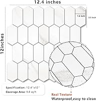 Vista 7 de Vamos Tile Azulejo Hexagonal Largo Despegar y Pegar para Salpicadero - 10 Hojas de Azulejos Adhesivos para Salpicadero de Cocina y Baño 12.4 x 12