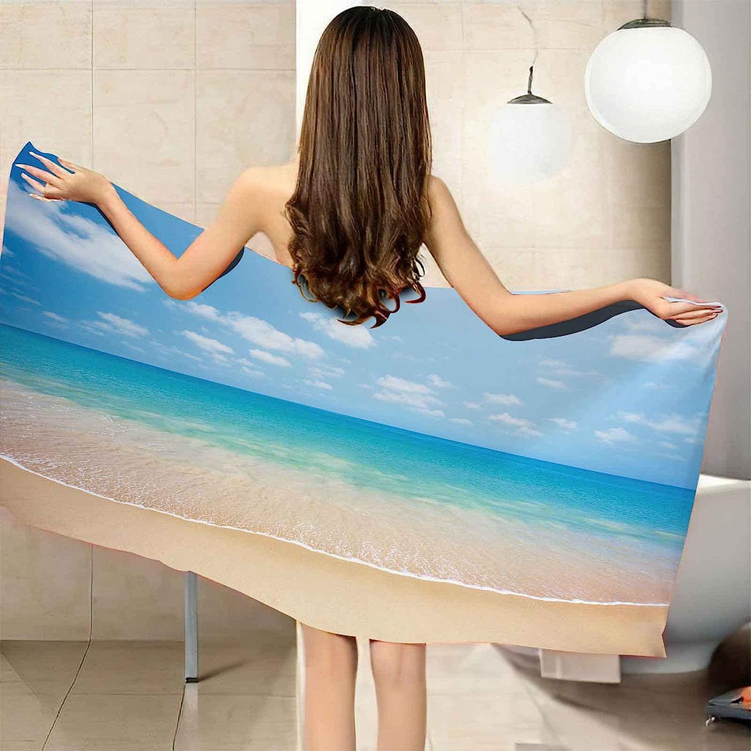 Telo Mare Microfibra Grande Spiaggia Blu Da Sogno 200 X 200 Cm, 3D Telo Mare Leggero Antisabbia Per Donna Uomo, Asciugamano Microfibra Asciugatura Rapida Per Bagno, Spiaggia, Campeggio, Via -0W0R-R7P