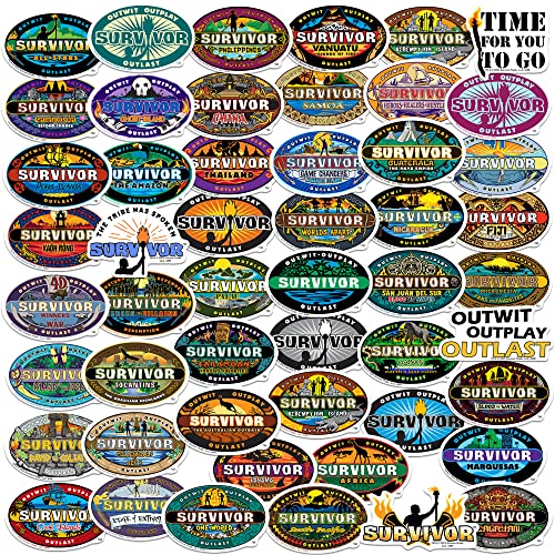 Survivor 50ct Die Cut Vinyl Stickers Variety Pack – Iconic Season Logo Decals for Laptop, Water Bottle, Scrapbooking, Tablet, Indoor & Outdoor Use