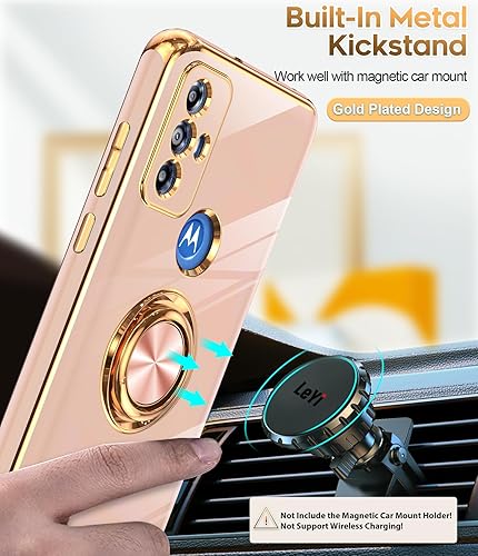 Miniatura 5 de LeYi Funda para Moto G Play 2023 con protector de pantalla de vidrio templado (paquete de 2) Soporte de anillo giratorio de 360, soporte magnético,