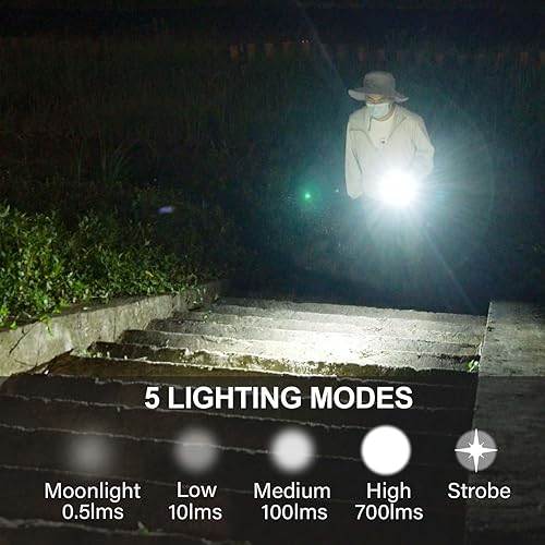 Miniatura 10 de RovyVon Angel Eyes - Linterna con llavero E8, máximo 700 lúmenes, mini linterna LED con luces laterales auxiliares, linterna recargable USB-C