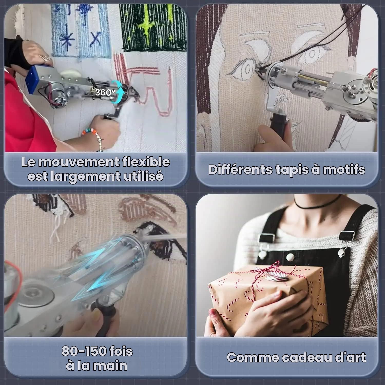 Électrique Tufting Gun Set,Pistolet À Touffeter 2in1 Bricolage à Domicile,avec Fil De Laine Et tufting Toile Et Aux DÉbutants pour Artisanat Tapis Vêtements