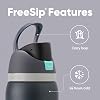 Botella de agua de acero inoxidable aislada Owala FreeSip con popote - 40oz, Foggy Tide y funda de silicona, manga protectora antideslizante para deportes y viajes 5
